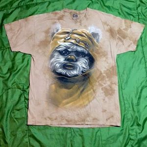 Star Wars Ewok Airbrushed Tan Brown Tie Dye Shirt